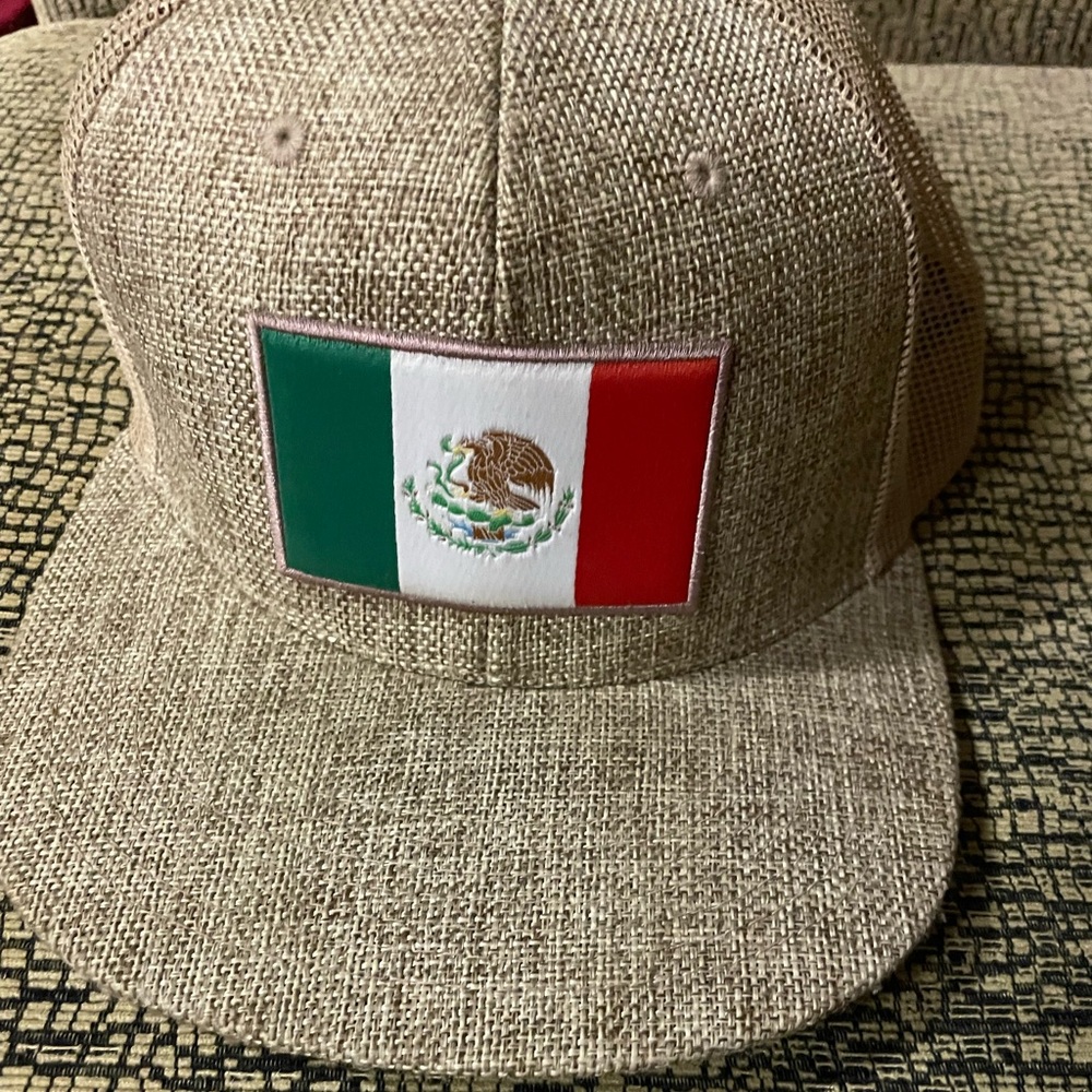 Tan Cap With Mexican Flag Patch - image 1